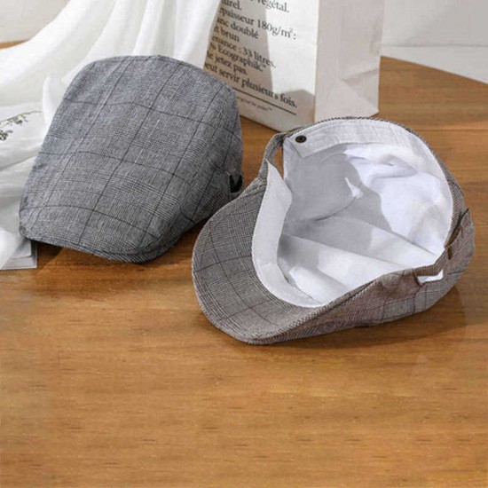 Mens Outdoor Summer Breathable Lattice Beret Hat Solid Newsboy Cabbie Flat Caps Visor