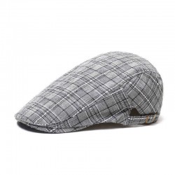 Mens Outdoor Summer Plaid pattern Breathable Beret Hat Solid Newsboy Cabbie Flat Caps Visor