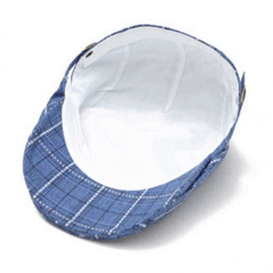 Mens Outdoor Summer Plaid pattern Breathable Beret Hat Solid Newsboy Cabbie Flat Caps Visor