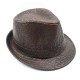 Mens PU Leather Crocodile Pattern Jazz Hat Outdoor Middle-aged Wide Brimmed Fedora Hats