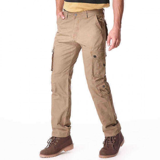 Mens Plus Big Size 30-46 Cargo Pants Outdoors Loose Cotton Multi Pocket Causal Solid Color Pants