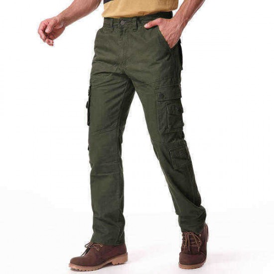 Mens Plus Big Size 30-46 Cargo Pants Outdoors Loose Cotton Multi Pocket Causal Solid Color Pants