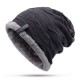 Mens Plus Velvet Knitted Stripe Beanie Hats Outdoor Winter Warm Skullcap Beanies