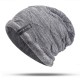 Mens Plus Velvet Knitted Stripe Beanie Hats Outdoor Winter Warm Skullcap Beanies