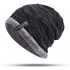 Mens Plus Velvet Knitted Stripe Beanie Hats Outdoor Winter Warm Skullcap Beanies