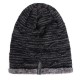 Mens Plus Velvet Knitted Stripe Beanie Hats Outdoor Winter Warm Skullcap Beanies