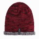 Mens Plus Velvet Knitted Stripe Beanie Hats Outdoor Winter Warm Skullcap Beanies