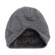 Mens Plus Velvet Thick Warm Beanie Hat Casual Double Layers Letter Solid Slouchy Skullcap