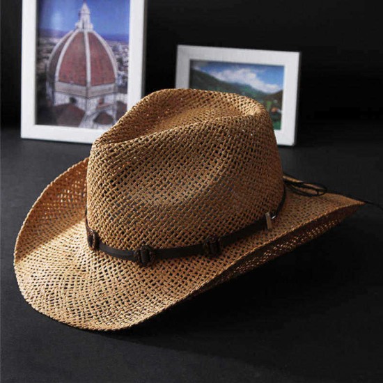 Mens Rush Straw Lightweight Casual Wide Brim Gambler Hat