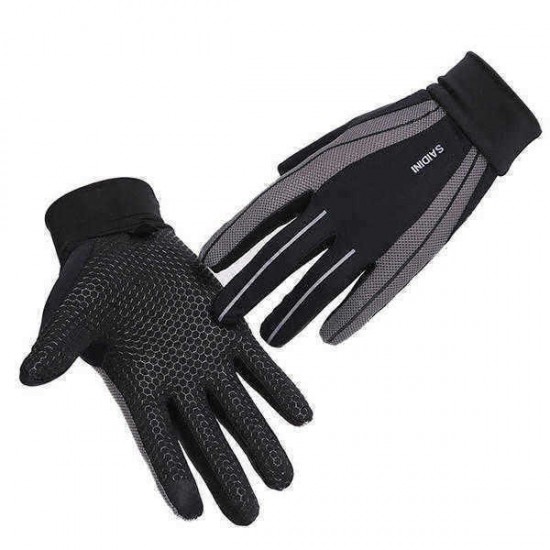 Mens Silicone Riding Non-slip Touch Screen Gloves Thicken Windproof Full Finger Glove