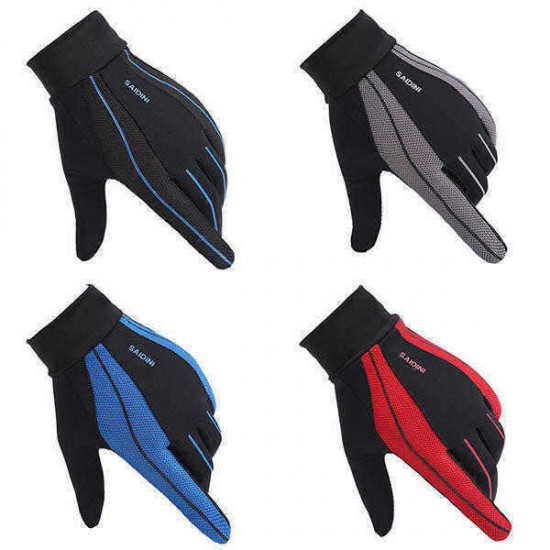 Mens Silicone Riding Non-slip Touch Screen Gloves Thicken Windproof Full Finger Glove