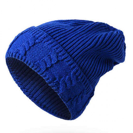 Mens Solid Warm Knitted Hats Casual Outdoor Skullies Beanies Hat