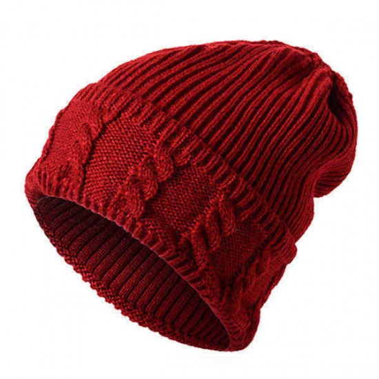 Mens Solid Warm Knitted Hats Casual Outdoor Skullies Beanies Hat