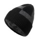 Mens Unisex Woolen Blending Knit Beanie Hat Winter Warm Earmuffs Slouchy Skull Cap