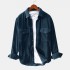 Mens Vintage Corduroy Big Chest Pocket Solid Color Long Sleeve Shirts