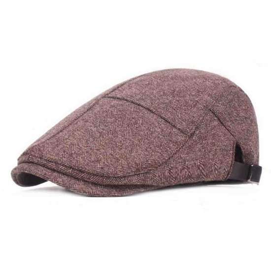 Mens Womens Casual Winter Warm Thicken Adjustable Beret Hat Outdoor Plain Newsboy Caps