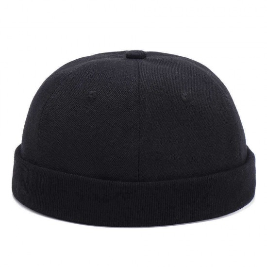 Mens Womens Cotton Adjustable French Brimless Hats Outdoor Plain Skullcap Sailor Cap