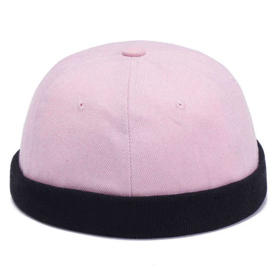 Mens Womens Cotton Adjustable French Brimless Hats Outdoor Plain Skullcap Sailor Cap