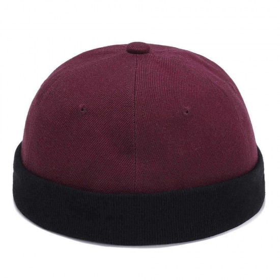 Mens Womens Cotton Adjustable French Brimless Hats Outdoor Plain Skullcap Sailor Cap