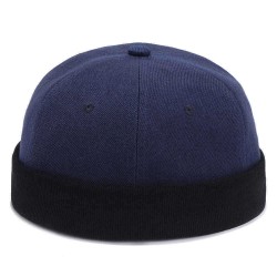 Mens Womens Cotton Adjustable French Brimless Hats Outdoor Plain Skullcap Sailor Cap