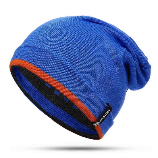 Mens Womens Outdoor Winter Patchwork Knit Beanie Hat Earmuffs Ski Skullcap