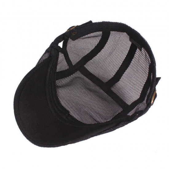 Mens Womens Summer Mesh Breathable Painter Beret Caps Otudoor Flat Visor Forward Hat