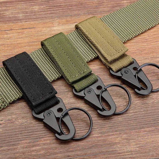 Mens Womens Tactical Gear Clip Band Gear Keeper Pouch Key Chain Nylon Belt Hanger Keychain