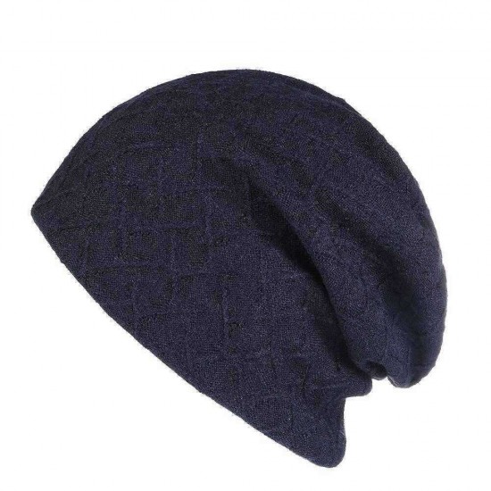 Mens Womens Vintage Cotton Double Layers Beanie Caps Plain Earmuffs Knitted Hat