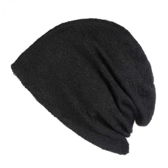 Mens Womens Vogue Cotton Double Layers Beanie Caps Slouch Ripple Earmuffs Knitted Hat