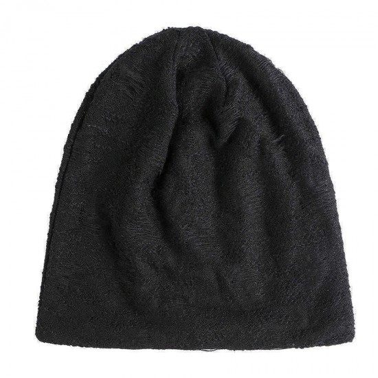 Mens Womens Vogue Cotton Double Layers Beanie Caps Slouch Ripple Earmuffs Knitted Hat