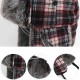 Mens Womens Vogue Plaid Plus Velvet Earmuffs Ushanka Trapper Hat Outdoor Windproof Russian Cap