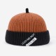 Mens Womens Winter Color Matching Knit Beanie Cap Outdoor Foldable Rolled Cuff Brimless Hats