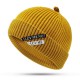 Mens Womens Winter Color Matching Knit Beanie Cap Outdoor Foldable Rolled Cuff Brimless Skullcap