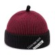 Mens Womens Winter Color Matching Knit Beanie Cap Outdoor Foldable Rolled Cuff Brimless Skullcap