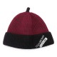 Mens Womens Winter Color Matching Knit Beanie Cap Outdoor Foldable Rolled Cuff Brimless Skullcap