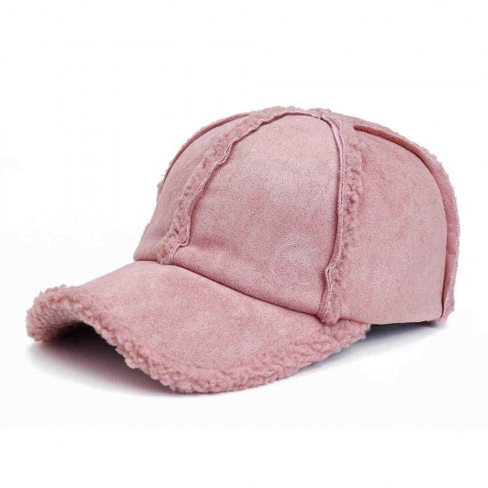 Mens Womens Winter Cotton Adjustable Thicken Baseball Cap Vintage Plush Warm Forward Hat