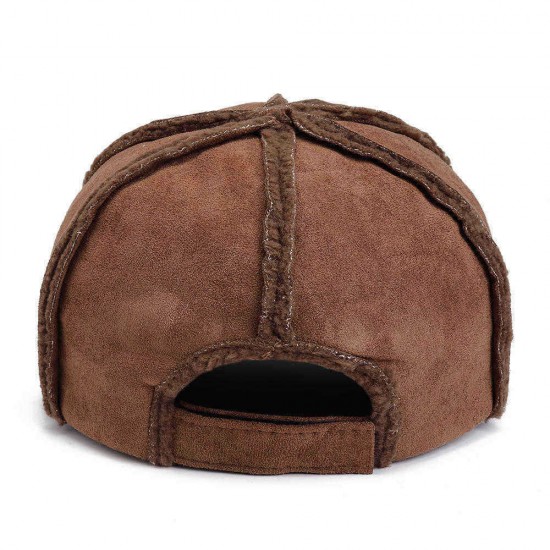 Mens Womens Winter Cotton Adjustable Thicken Baseball Cap Vintage Plush Warm Forward Hat