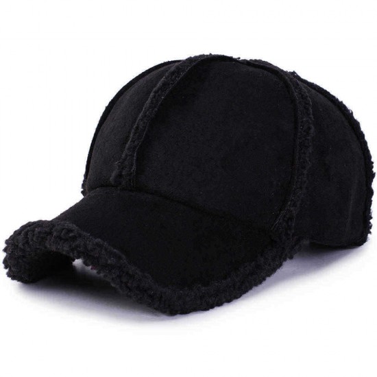 Mens Womens Winter Cotton Adjustable Thicken Baseball Cap Vintage Plush Warm Forward Hat