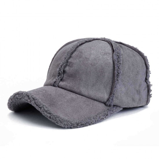 Mens Womens Winter Cotton Adjustable Thicken Baseball Cap Vintage Plush Warm Forward Hat