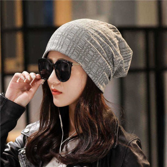 Mens Womens Winter Slouchy Beanie Caps Outdoor Double Layers Earmuffs Brimless Bonnet