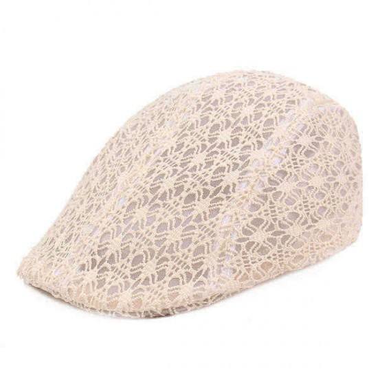 Mesh Lace Beret Hat Summer Breathable Sunshade Adjustable Visor Cabbie Cap For Women Lady