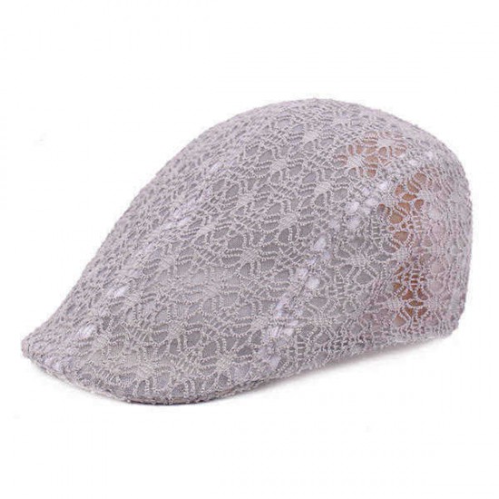 Mesh Lace Beret Hat Summer Breathable Sunshade Adjustable Visor Cabbie Cap For Women Lady