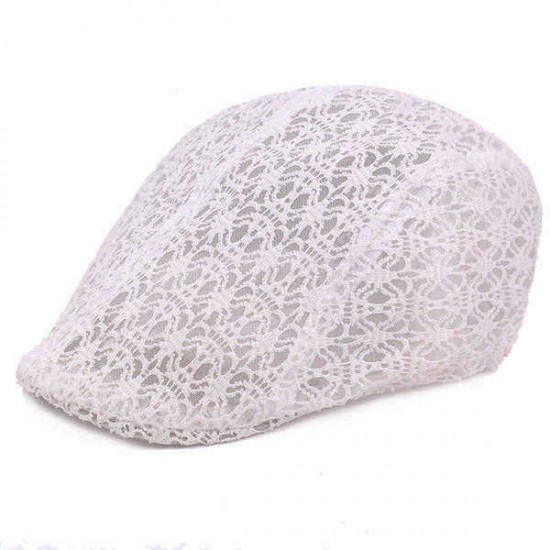 Mesh Lace Beret Hat Summer Breathable Sunshade Adjustable Visor Cabbie Cap For Women Lady