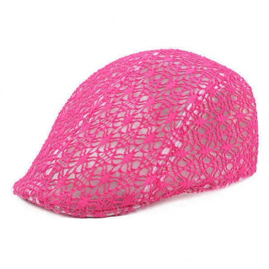 Mesh Lace Beret Hat Summer Breathable Sunshade Adjustable Visor Cabbie Cap For Women Lady