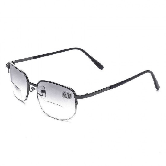 Metal Frame Bifocal Reading Glasses with Case Casual Computer Presbyopic Glasses