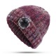 Middle-Aged Plush Knit Hat Women Lady Winter Thick Double-Layer Warm Beanie Cap