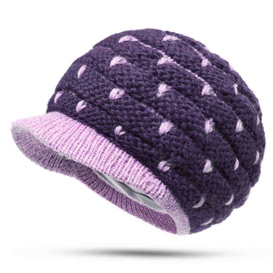 Middle-aged Women Winter Weaving Thicken Knit Beret Caps Outdoor Earmuffs Beanie Cap