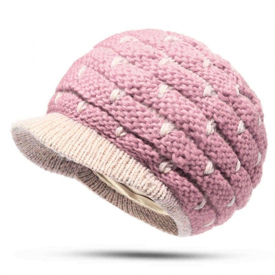 Middle-aged Women Winter Weaving Thicken Knit Beret Caps Outdoor Earmuffs Beanie Cap