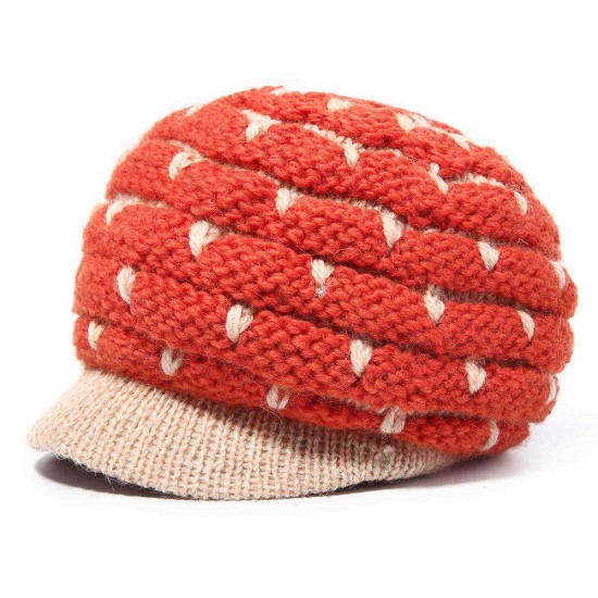 Middle-aged Women Winter Weaving Thicken Knit Beret Caps Outdoor Earmuffs Beanie Cap