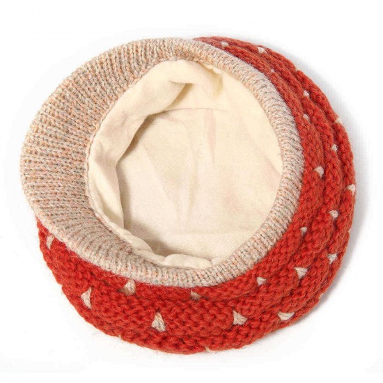 Middle-aged Women Winter Weaving Thicken Knit Beret Caps Outdoor Earmuffs Beanie Cap